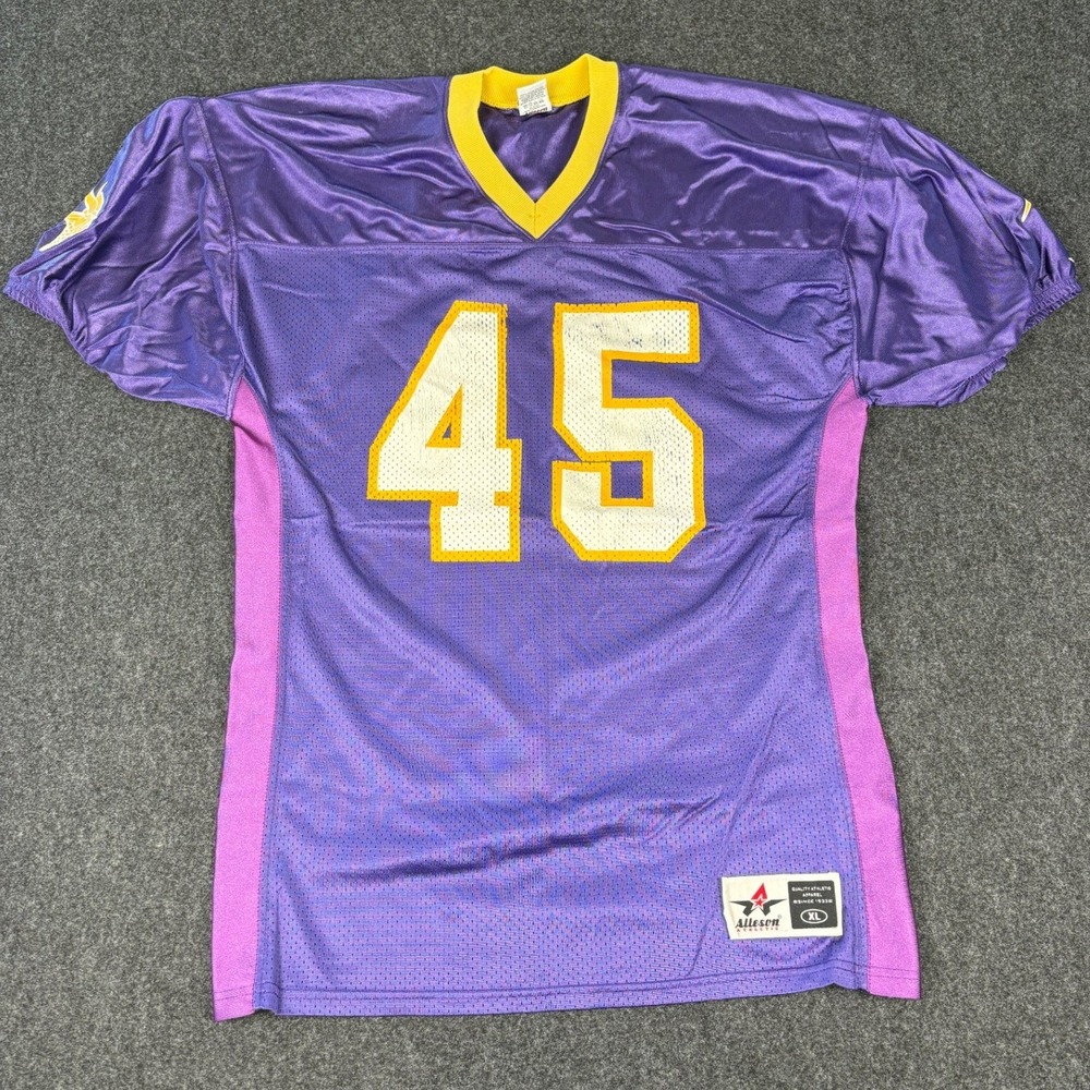 VTG Alleson Athletic Walsh 45 Football Jersey Purple Yellow Mens XL Mesh